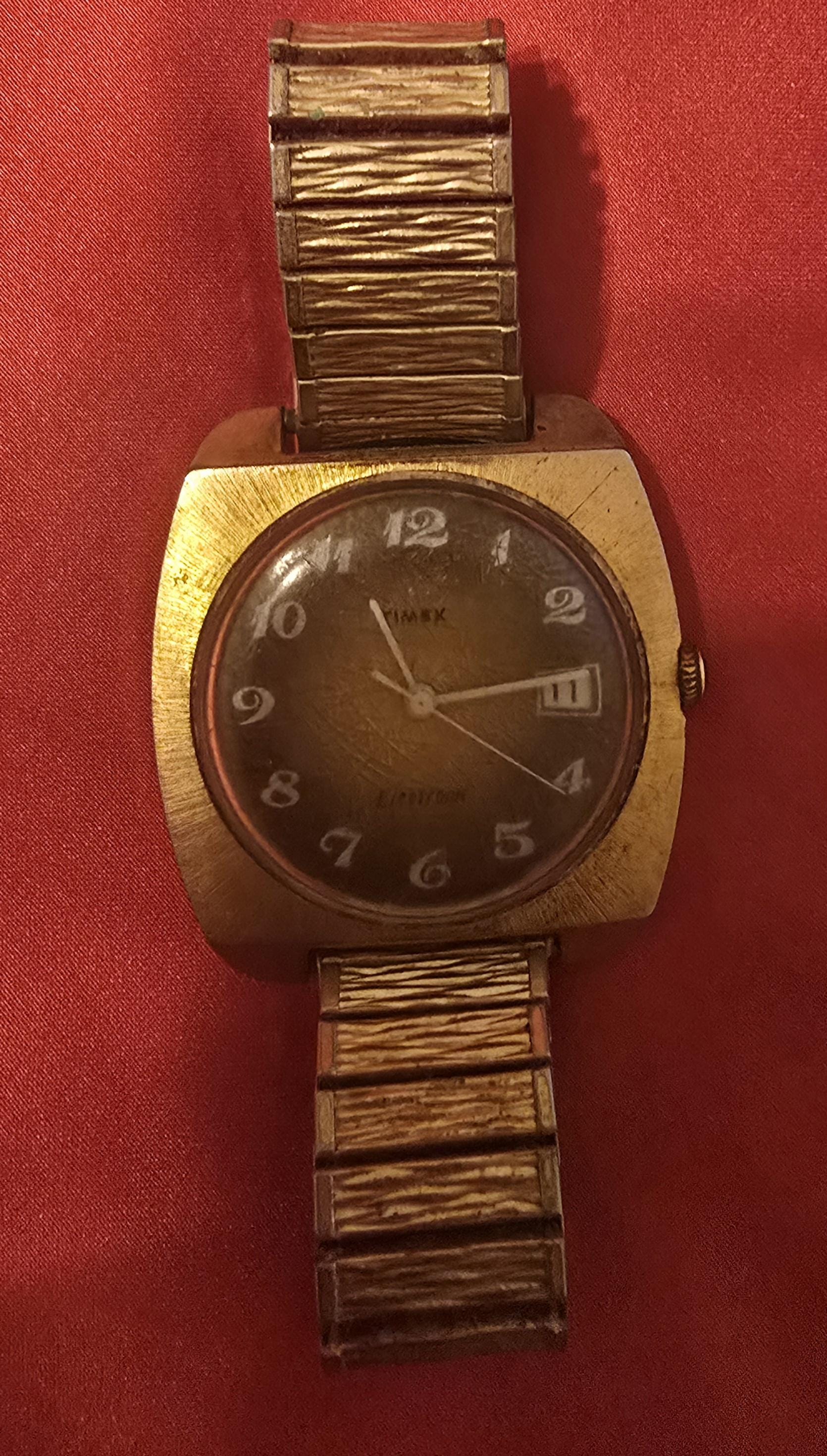 Vintage Timex Waterproof Date Watch Gold Tone 33mm Mens Wristwatch Parts Repair Vintage Gold Mens Timex Watch - Etsy main image 4