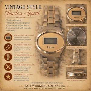 Vintage Advance Digital Watch – Stainless Steel Bracelet – Non-Working – Retro Display
