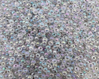 3mm Grey Glass Seed Beads, Iridescent AB Bubble Texture Spacer Beads, Jewelry Making Supplies