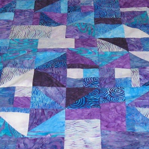 Twin Bed Jewel Tone Quilt Top 60&quot; X 72&quot;