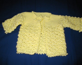 Lacy Yellow Baby Sweater