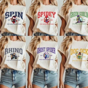 Camisetas de Spidey y sus increíbles amigos, camiseta de Ghost Spider, camisetas a juego para la familia de los Vengadores, camiseta de Spiderman, camiseta de superhéroe de los Vengadores imagen 2