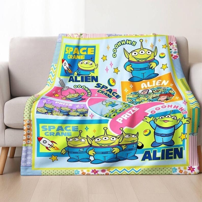 Disneyland Toy Story Aliens Blanket, Aliens Toy Story Pizza Planet Blanket, Woody Buzz Lightyear Jessie Toy Story, Gift for Boy or Girl image 1