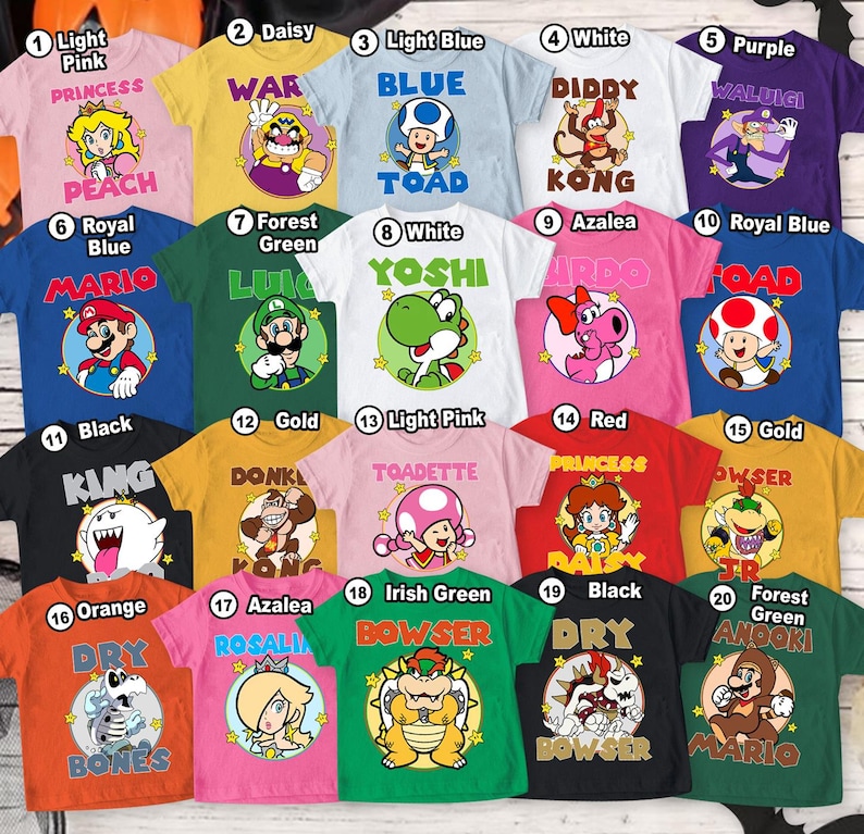 Family Halloween Matching T-shirt, Super Mario Halloween Costume Tee, Group Halloween Matching Shirts, Mario Bros Costumes Idea image 1