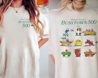 Camiseta Comfort Colors Richard Scarry Busytown 500, Camiseta infantil con estampado de libros, Camiseta para amantes de los libros, Camiseta Comfort Colors de coches, camiones y vehículos
