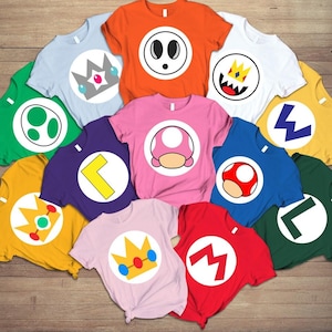 Personalized Super Mario Family Costume Shirt, Super Mario Costume Matching Tee, Mario Birthday Party Tee, Mario Luigi Princess Peach Shirt image 1