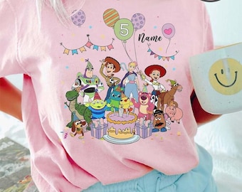 Personalized Name Age Pixar Toy Story Birthday Comfort Colors Shirt, Custom Disneytrip Buzz Woody Jessie Birthday Gift, Custom Age Name