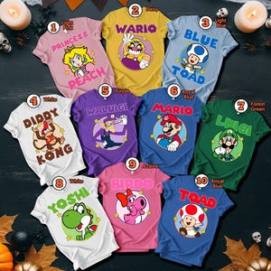 Family Halloween Matching T-shirt, Super Mario Halloween Costume Tee, Group Halloween Matching Shirts, Mario Bros Costumes Idea image 3