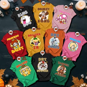 Family Halloween Matching T-shirt, Super Mario Halloween Costume Tee, Group Halloween Matching Shirts, Mario Bros Costumes Idea image 2