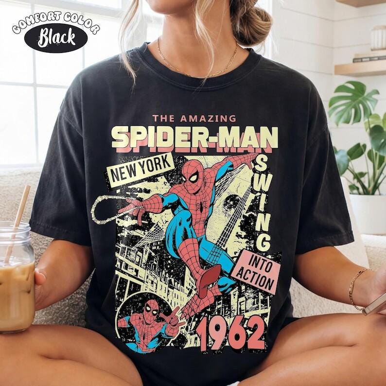 Comfort Colors Amazing Spider-Man Shirt, Retro MCU Comics Cover Tee, Vintage SpiderMan Graphic, Disneyfamily Trip 2026 Outfit Gift image 4
