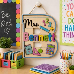 Custom Welcome to Math Class Sign, Personalized Math Classroom Wooden Sign, STEM Teacher Appreciation Wood Sign, Custom Teacher Name Sign