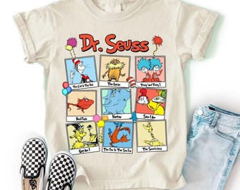 Dr Suess Read Across America Cartoon Characters T-shirt | Read Across America Shirt | Cat In The Hat Tee | Children Book Shirt