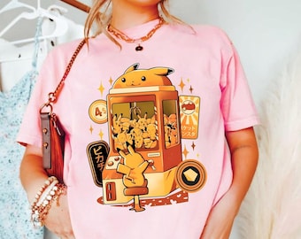 Pkemon Picachu Comfort Colors Shirt, Cute Kawaii Anime T-Shirt, Retro Cartoon Tee, Pkemon Graphic Tee, Pkemon Fan Gift, Cute Gaming Shirt