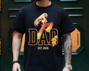 Custom PokaDad Shirt, Personalized P0kemon Characters Graphic Tee, Anime Father's Day Gift, Gift For Dad, Pocket Beast, PokeDad Shirt