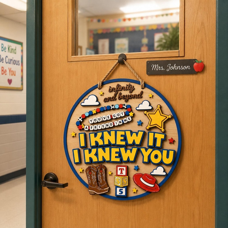 I Knew It I Knew You Cowgirl Door Sign, TS and Toy Story 5 Friendship 3D Sign, Woody Buzz Lightyear, Pixar Toy Story 5 Nursery Room Decor image 1
