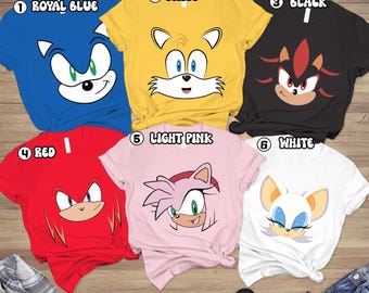 Personalized Blue Hedgehog Characters Group Shirt, Custom Vintage Hedgehog Game Shirt, Hedgehog Group Matching Tee