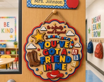 Jessie Toy Story Name Sign, You've got a Friend in me, Wooden Sign, Pixar Toy Story Inspired Nursery Room Decor/ Classroom Door Sign