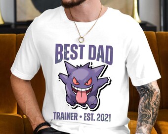 Custom PokaDad Best Dad Trainer Shirt, Personalized Anime Characters Graphic Tee, Anime Father's Day Gift, Gift For Dad, Pocket Beast