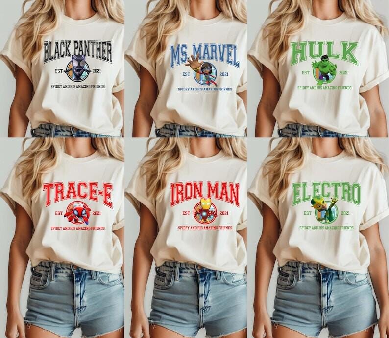 Camisetas de Spidey y sus increíbles amigos, camiseta de Ghost Spider, camisetas a juego para la familia de los Vengadores, camiseta de Spiderman, camiseta de superhéroe de los Vengadores imagen 1