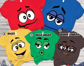 Custom M&M Candy Matching Cosplay Shirt, M and M Candy Family Matching Shirts, Candy Team Group Tee, Halloween Costume For Family