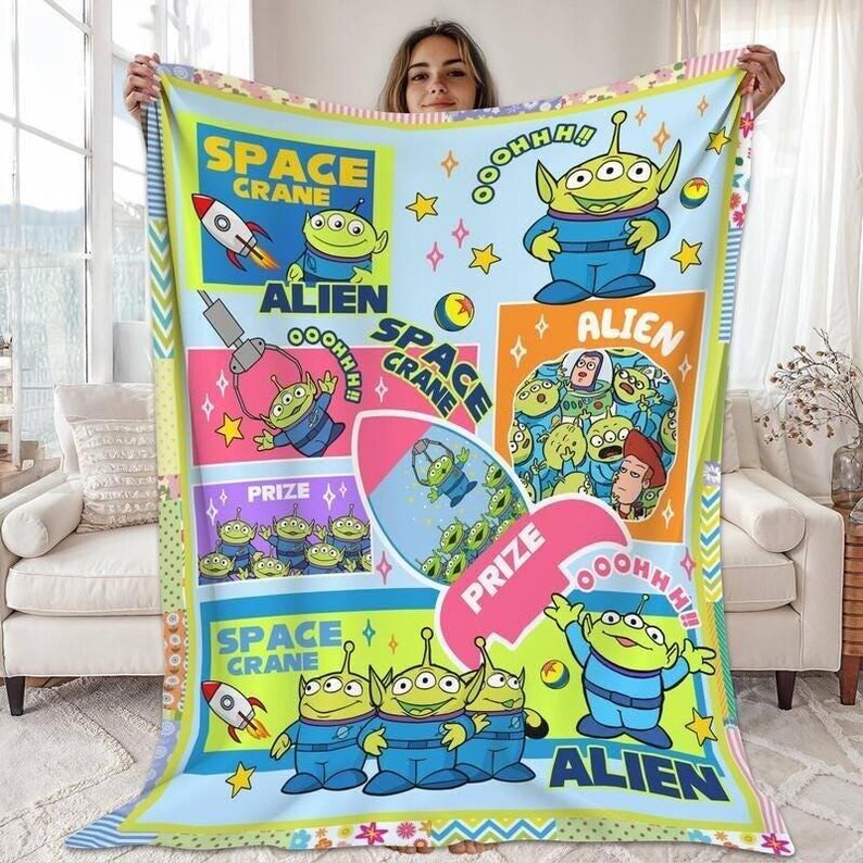 Disneyland Toy Story Aliens Blanket, Aliens Toy Story Pizza Planet Blanket, Woody Buzz Lightyear Jessie Toy Story, Gift for Boy or Girl image 2
