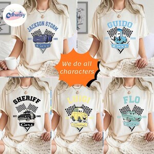 Disneyland Cars All Characters Shirt, Pixar Cars McQueen Sally Doc Holley Sheriff Flo Luigi&Guido Shirt, Disneyland Family Matching 2026 Tee image 3