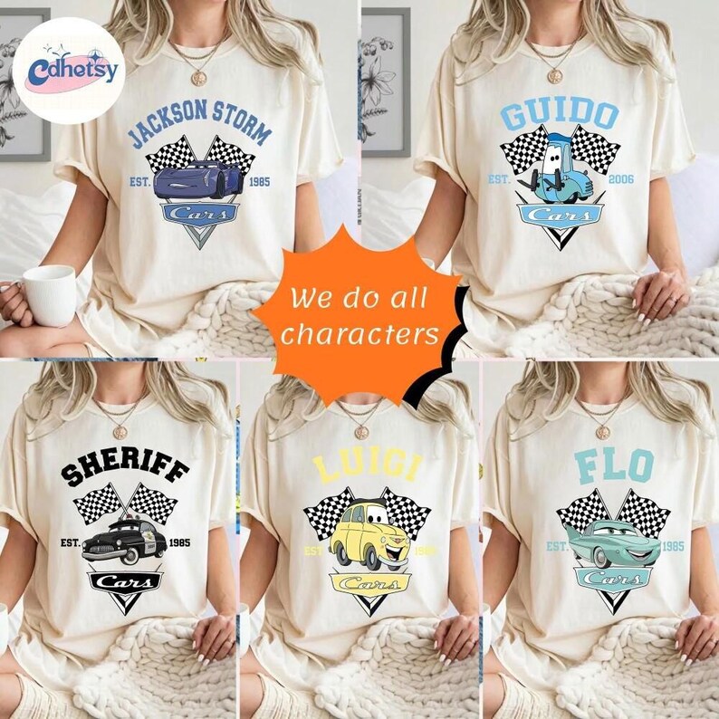 Disneyland Cars All Characters Shirt, Pixar Cars McQueen Sally Doc Holley Sheriff Flo Luigi&Guido Shirt, Disneyland Family Matching 2026 Tee image 3