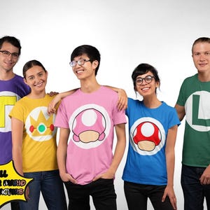 Personalized Super Mario Family Costume Shirt, Super Mario Costume Matching Tee, Mario Birthday Party Tee, Mario Luigi Princess Peach Shirt image 3