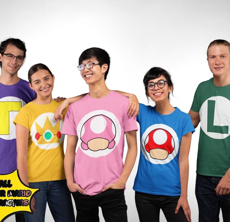 Personalized Super Mario Family Costume Shirt, Super Mario Costume Matching Tee, Mario Birthday Party Tee, Mario Luigi Princess Peach Shirt image 3