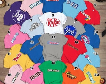 Custom Candy Brand Group Shirt, Cute Sweet Tooth Shirt, Funny Candy Shirt For Sweet Lover, Candy Matching Family Tee