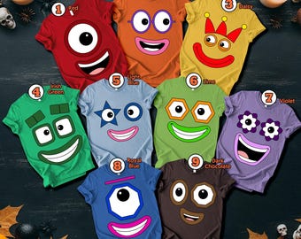 Custom Numberblocks Shirt, Custom Blocks Face Group Matching Tee, Number Blocks Characters Costume, Family Matching Costumes Shirts