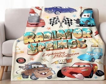 Disneyland Cars Fleece Blanket, Blanket Radiator Springs Cars Movie, Lightning Mcqueen Sally Tow Mater Cars, Cars Characters Blanket Gifts