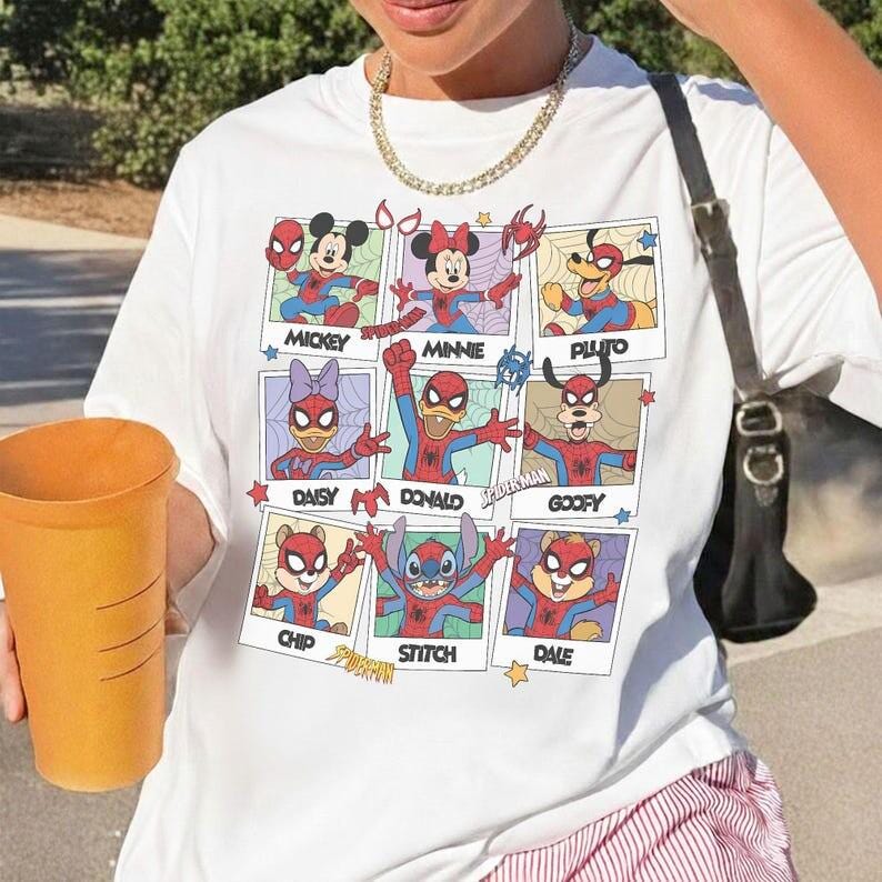 Vintage Disneyland Mickey & Friends Spider Man Cosplay Picture Shirt, Mcu Supper Heroes Tee, Mcu Comics Book, MCU fans Gifts,WDW Trip 2026 image 6