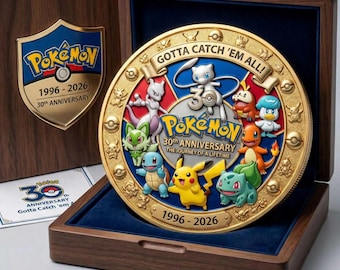 P0kemon 30th Anniversary Coin, Gotta Catch 'Em All Coin, The Journey of Lifetime 30th Anniversary 1996-2026 Coin, Anniversary Gift for Fan
