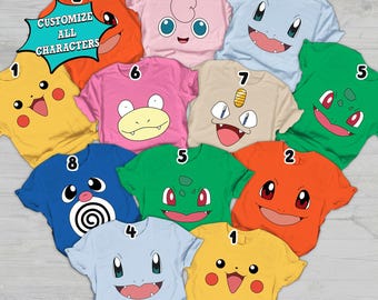 Custom P0kemon Face Shirts, P0kemon Halloween Group Shirt, Gift for Kids, P0kémon Group Matching Birthday Shirts, Picachu Shirt