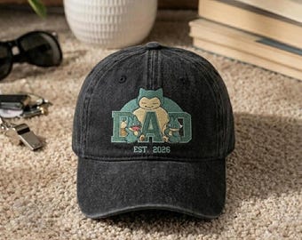 Custom P0kemon Dad Embroidered Hat, Snorlax Cap, Vintage Anime Baseball Hat, Cute Gamer Gift, Unisex Streetwear Cap, Anime Fan Gift