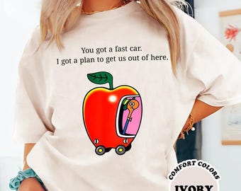 Comfort Colors Fast Car T-Shirt, Apple Car Driving Design, Whimsical Escape Shirt, Richard Scarry, Children' Book Shirt