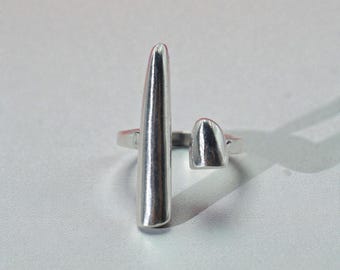 925 Silver Bar Ring, Modern Minimalist Geometric Statement