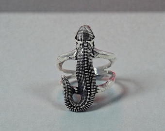 Sterling Silber Eidechse Wrap Ring, Reptil Statement Schmuck