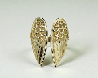 Bague ailes d'ange en argent sterling polonais, bijoux spirituels unisexes