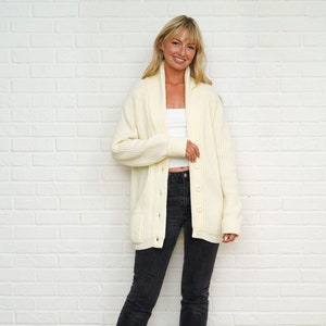 90s Knit Cardigan Jacket Vintage Coat Sweater Coat Shawl Knit Long Sleeve