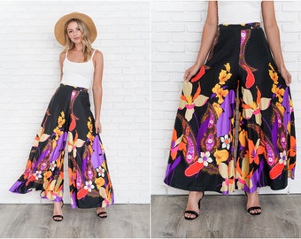 high waist floral flared palazzo