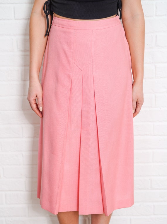 70s A Line Skirt Vintage High Waist Pink Mod Smal… - image 7