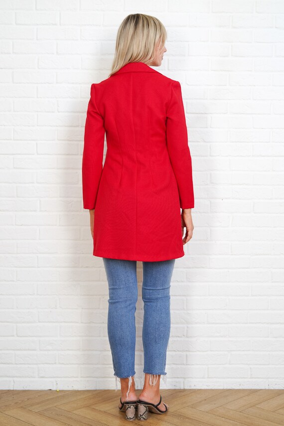 90s Red Blazer Vintage Jacket Top Vivid Small Pre… - image 3