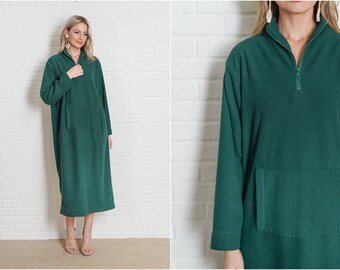 DARK GREEN SWEATER DRESS