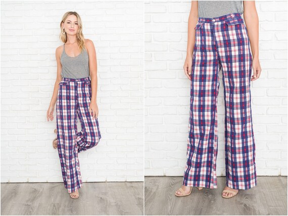 Vtg 60s Red White Blue Pants Trousers 