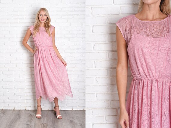 pink lace boho dress