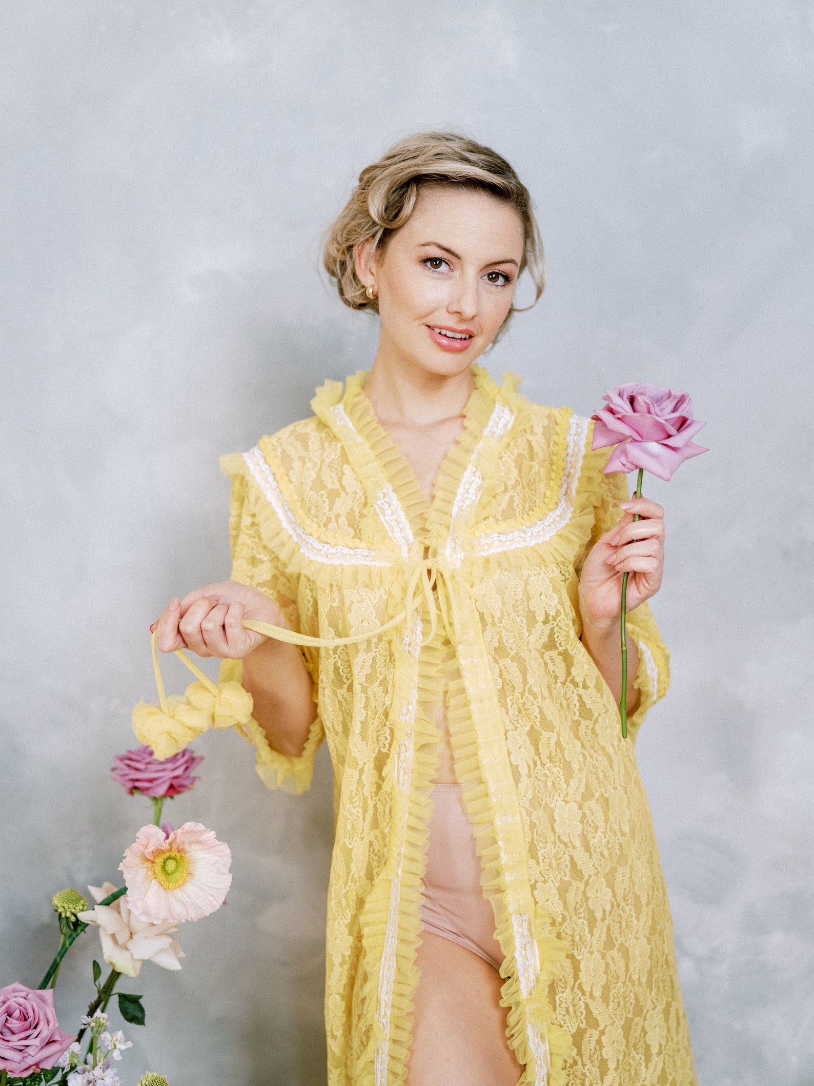 Vintage 60s 70s Yellow Lace Sheer Tulle Lingerie Peignoir Etsy