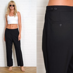 90s Yves Saint Laurent Trousers menswear Vintage Dress Pants Tuxedo High Waist Medium M