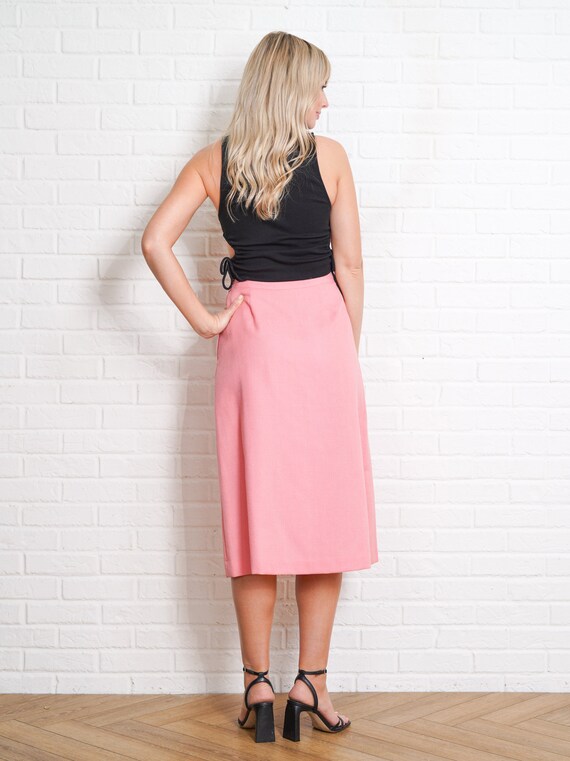 70s A Line Skirt Vintage High Waist Pink Mod Smal… - image 4